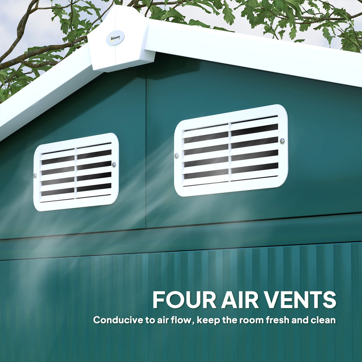 Outsunny 7 x 4ft Garden Shed, Easy to Assemble, Upgraded Galvanised Steel Frame with Foundation Kit, Double Doors with Lock, Outdoor Metal Shed with Vents and Gloves, Garden Storage Shed, Green - SGP Garden Ltd