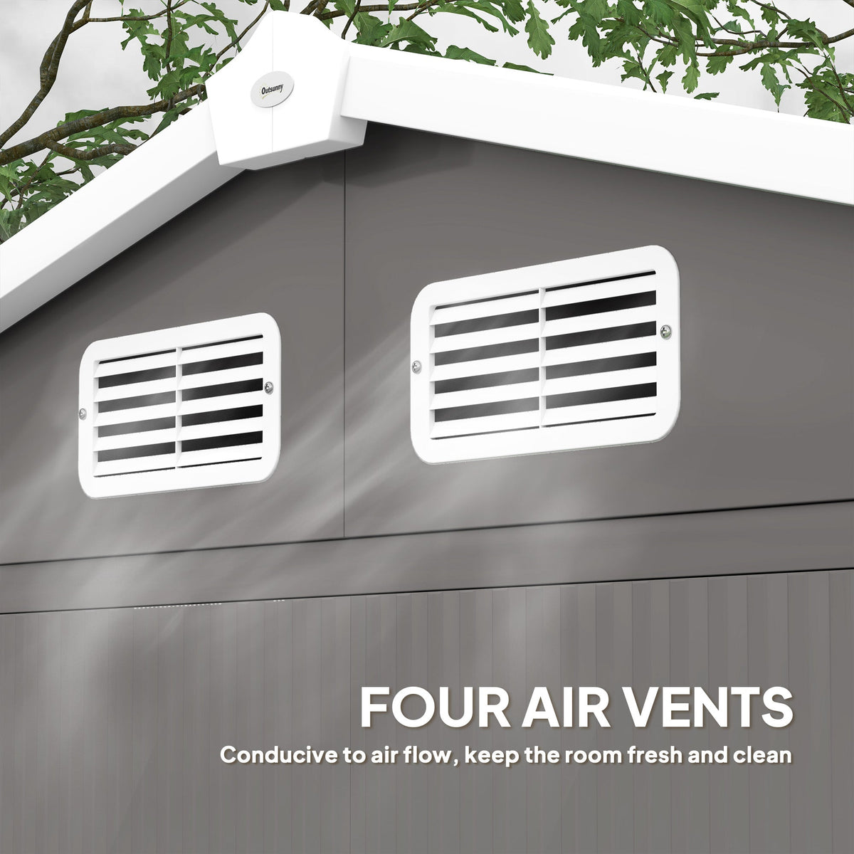 Outsunny 7 x 4ft Garden Shed, Easy to Assemble, Upgraded Galvanised Steel Frame with Foundation Kit, Double Doors with Lock, Outdoor Metal Shed with Vents and Gloves, Garden Storage Shed, Light Grey - SGP Garden Ltd