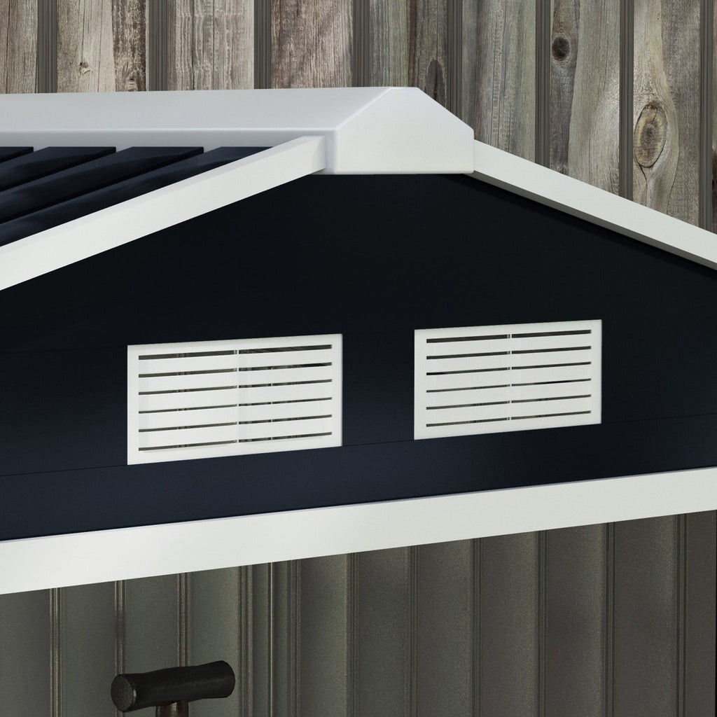Outsunny 7 x 4ft Metal Garden Shed, Outdoor Storage Tool House with Ventilation Slots, Foundation Kit and Lockable Double Doors, Dark Grey - SGP Garden Ltd