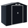 Outsunny 7 x 4ft Metal Garden Shed, Outdoor Storage Tool House with Ventilation Slots, Foundation Kit and Lockable Double Doors, Dark Grey - SGP Garden Ltd