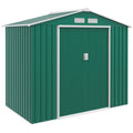 Outsunny 7 x 4ft Metal Garden Shed, Outdoor Storage Tool House with Ventilation Slots, Foundation Kit and Lockable Double Doors, Green - SGP Garden Ltd