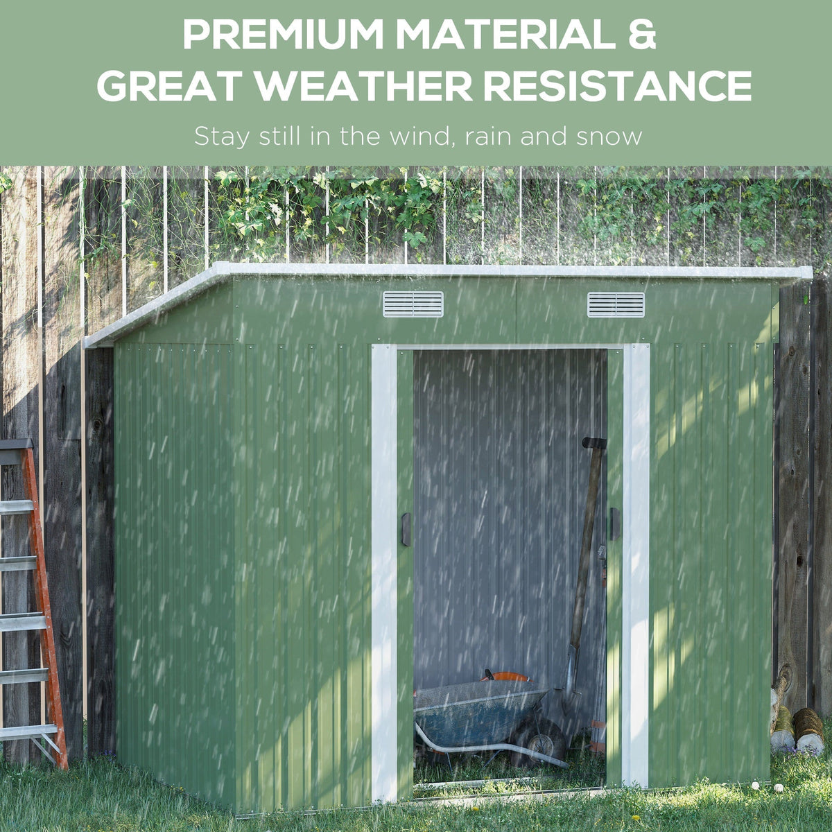 Outsunny 7 x 4ft Outdoor Garden Metal Storage Shed, Tool Storage Box for Backyard, Patio and Lawn, Light Green - SGP Garden Ltd