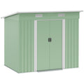 Outsunny 7 x 4ft Outdoor Garden Metal Storage Shed, Tool Storage Box for Backyard, Patio and Lawn, Light Green - SGP Garden Ltd