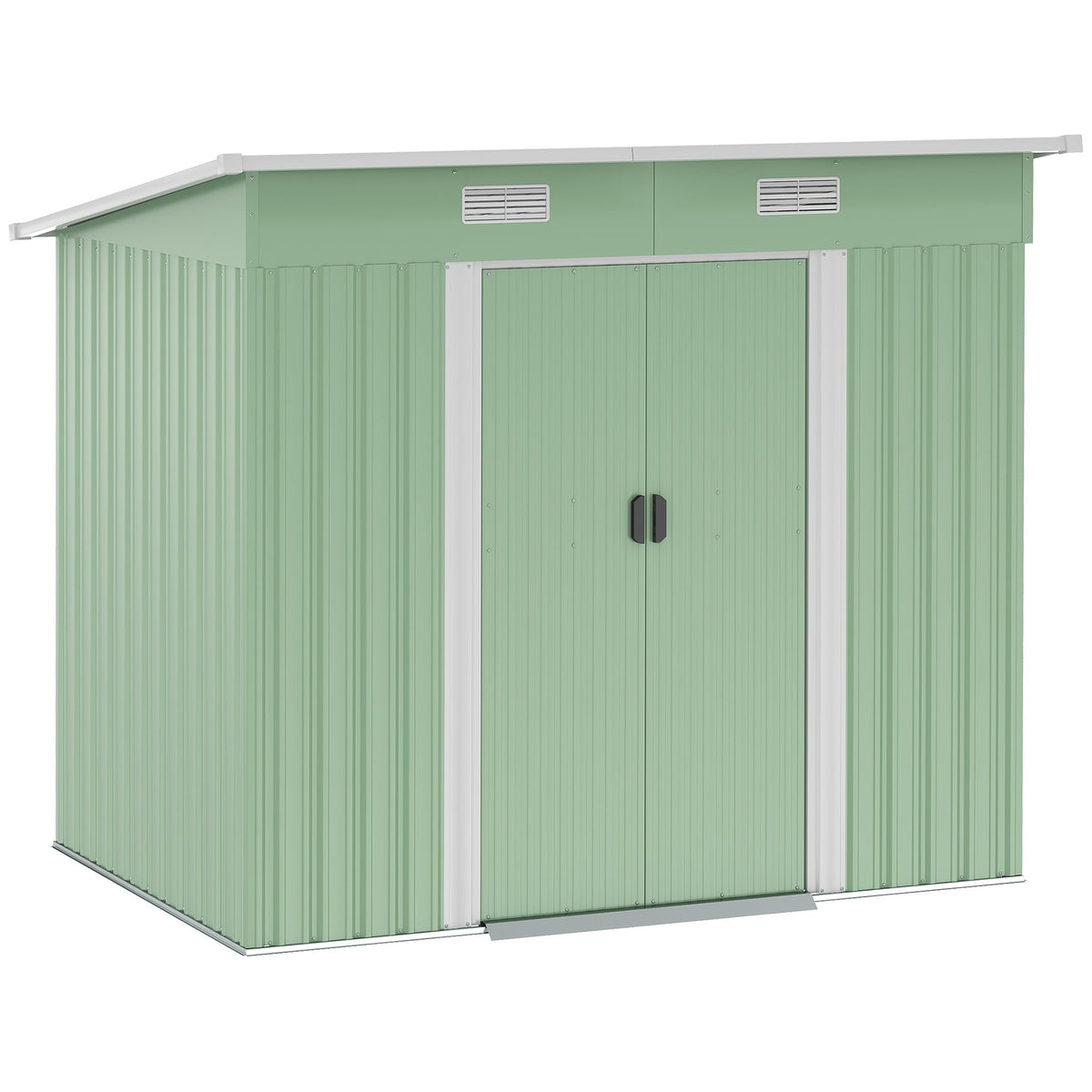 Outsunny 7 x 4ft Outdoor Garden Metal Storage Shed, Tool Storage Box for Backyard, Patio and Lawn, Light Green - SGP Garden Ltd