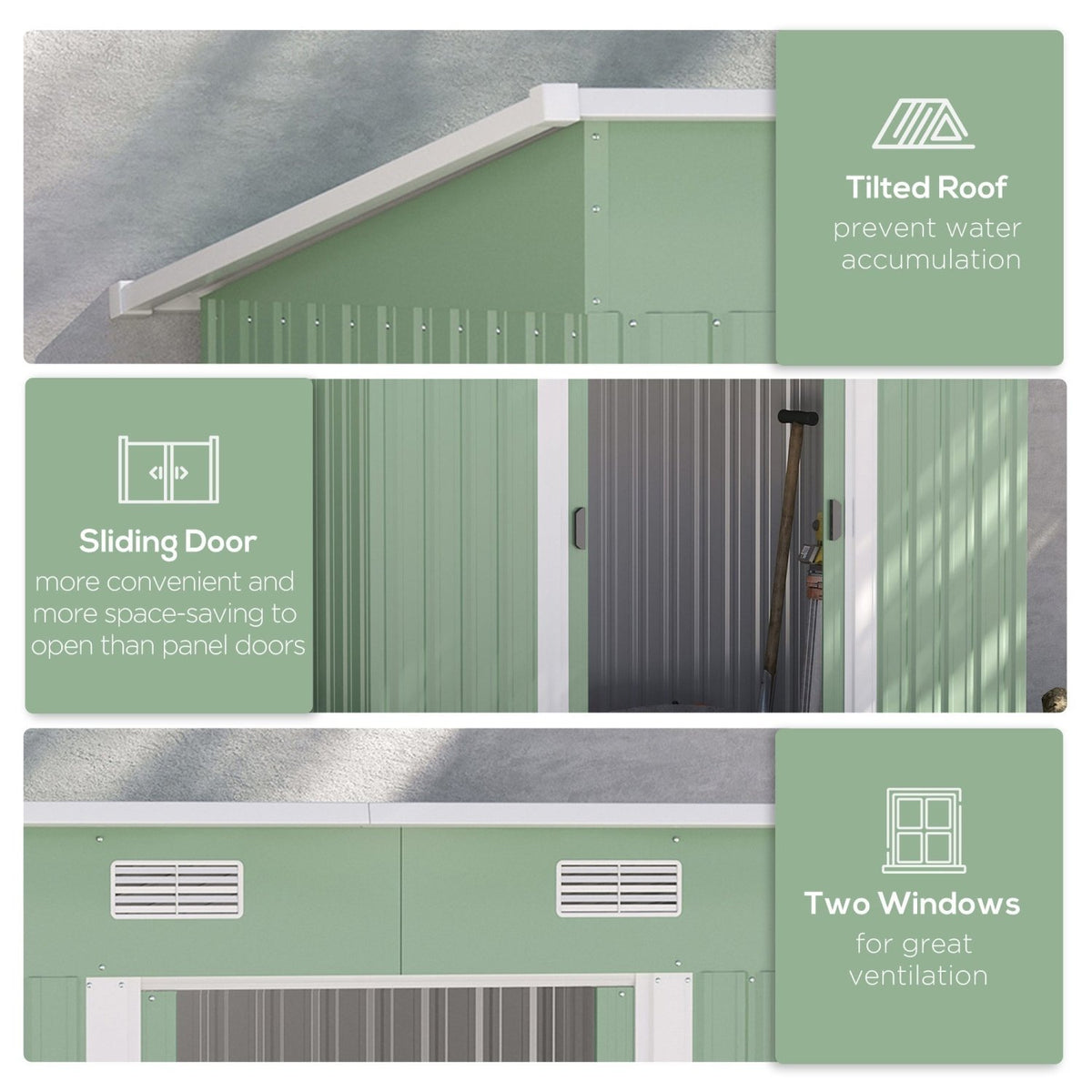 Outsunny 7 x 4ft Outdoor Garden Metal Storage Shed, Tool Storage Box for Backyard, Patio and Lawn, Light Green - SGP Garden Ltd