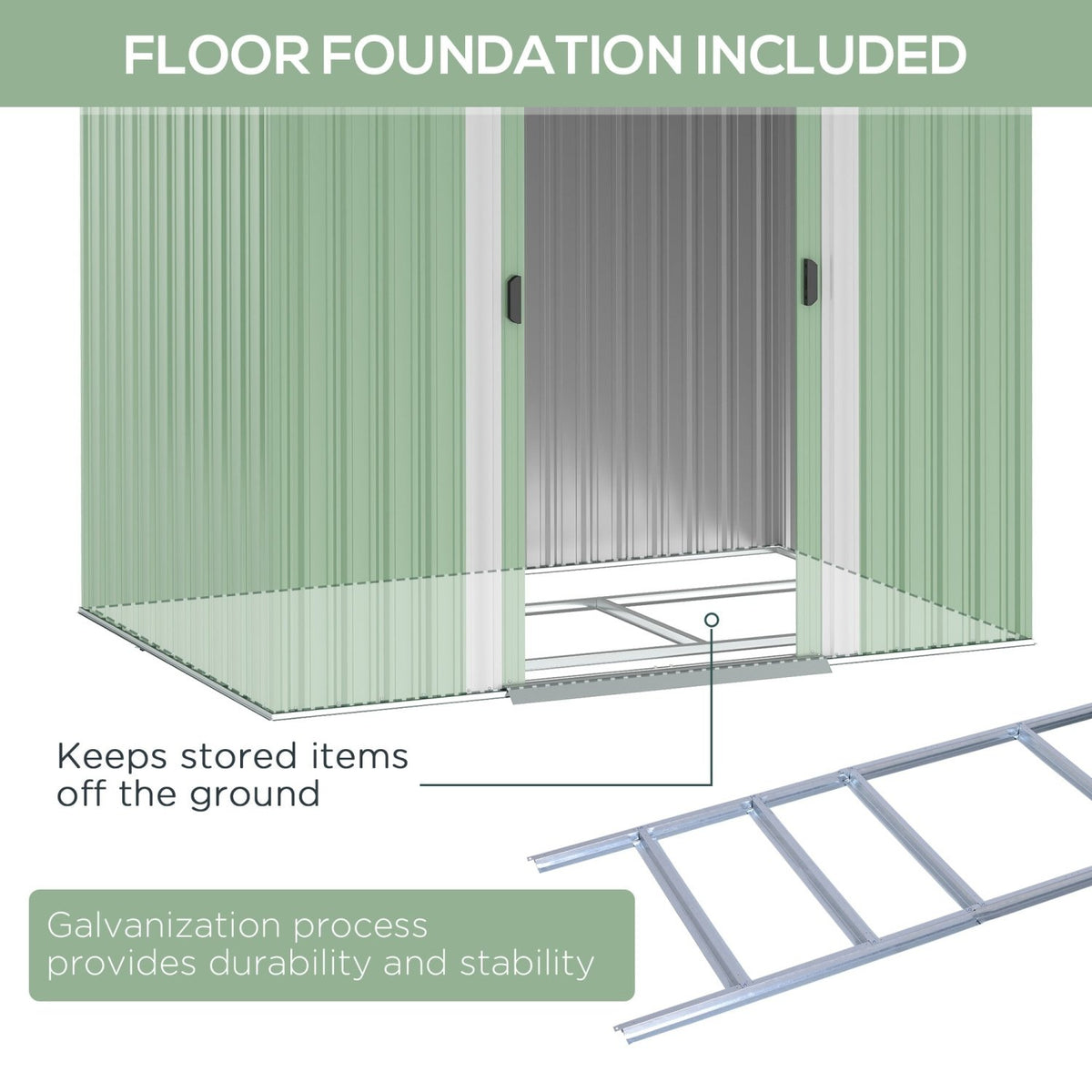 Outsunny 7 x 4ft Outdoor Garden Metal Storage Shed, Tool Storage Box for Backyard, Patio and Lawn, Light Green - SGP Garden Ltd