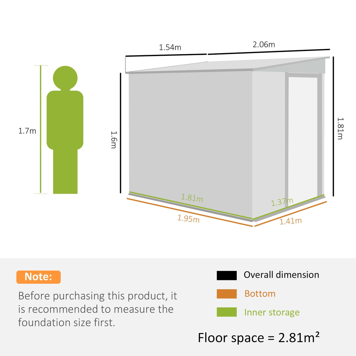 Outsunny 7 x 5ft Galvanised Metal Shed, with Sliding Door - Light Grey - SGP Garden Ltd