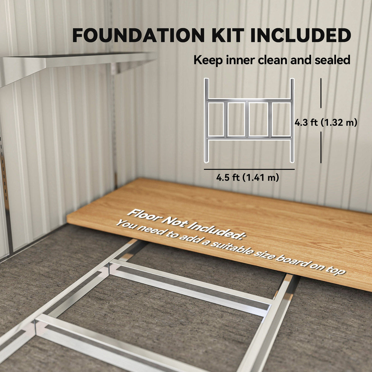 Outsunny 7 x 5ft Galvanised Metal Shed, with Sliding Door - Light Grey - SGP Garden Ltd