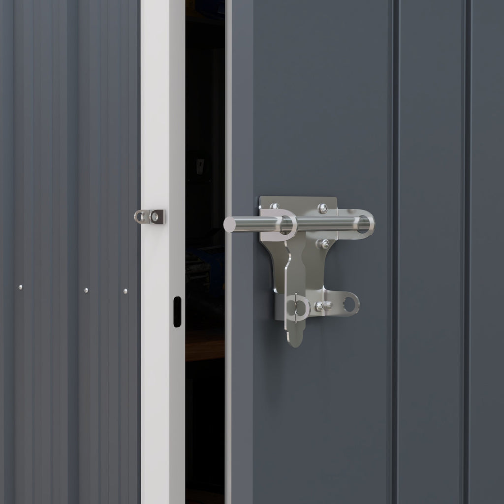 Outsunny 7 x 6ft Galvanised Garden Shed, with Latch - Dark Grey - SGP Garden Ltd