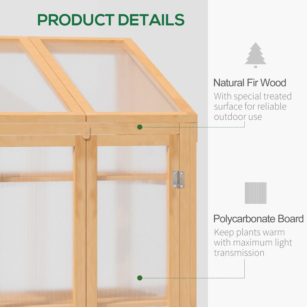Outsunny 70x50x120cm Wooden Greenhouse, PC Semi Transparent, Brown - High Quality & Reliable - SGP Garden Ltd