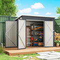 Outsunny 7.5 x 4.3ft Metal Garden Storage Shed, Waterproof Outdoor Shed with Triple Lockable Door, Gloves, Vents, Dark Grey - SGP Garden Ltd