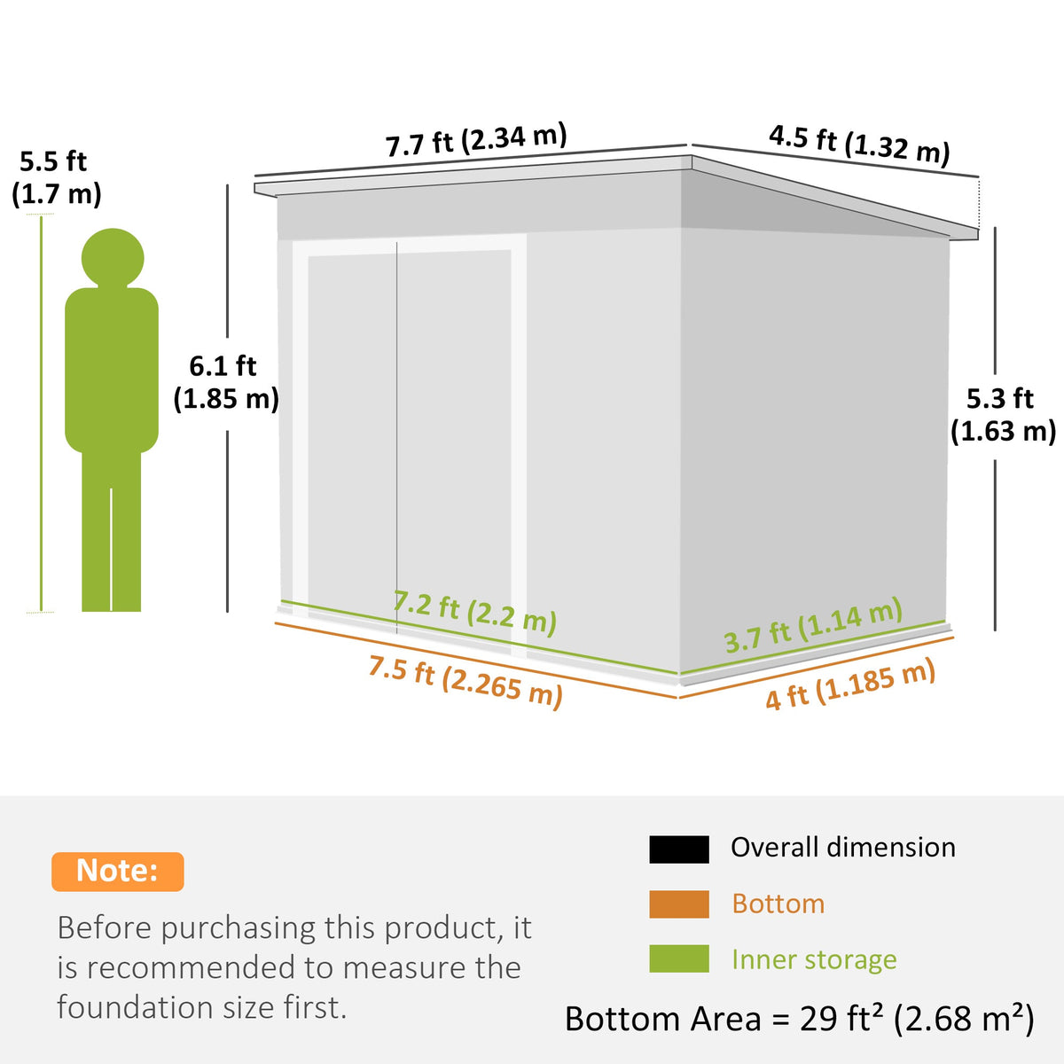 Outsunny 7.5 x 4.3ft Metal Garden Storage Shed, Waterproof Outdoor Shed with Triple Lockable Door, Gloves, Vents, Green - SGP Garden Ltd