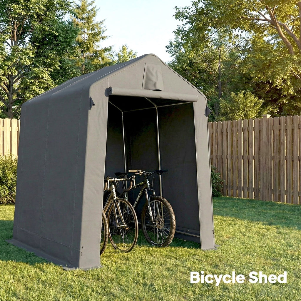 Outsunny 7.5 x 6.2 ft Outdoor Garden Storage Shed, Waterproof Bike Tent with Roll-Up Zipper Door and Vent, Dark Grey - SGP Garden Ltd