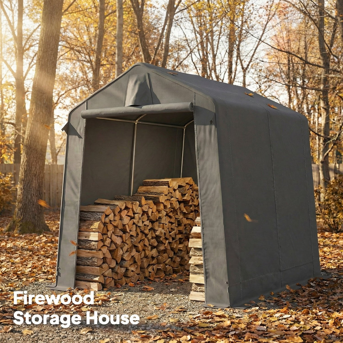 Outsunny 7.5 x 6.2 ft Outdoor Garden Storage Shed, Waterproof Bike Tent with Roll-Up Zipper Door and Vent, Dark Grey - SGP Garden Ltd