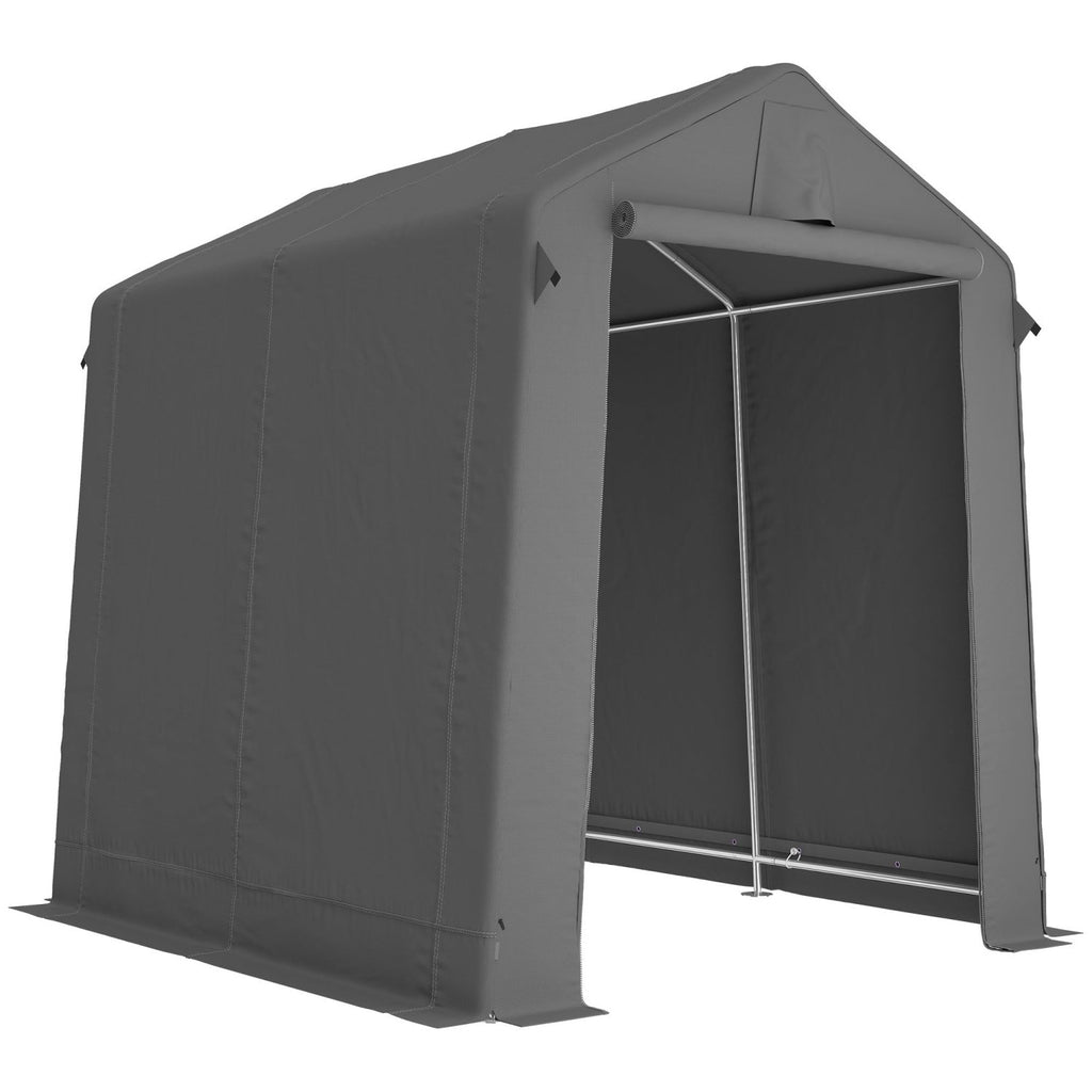 Outsunny 7.5 x 6.2 ft Outdoor Garden Storage Shed, Waterproof Bike Tent with Roll-Up Zipper Door and Vent, Dark Grey - SGP Garden Ltd