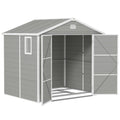 Outsunny 7.9ft x 6.2ft Aluminium Frame and Plastic Wall Shed, with Foundation - Light Grey - SGP Garden Ltd
