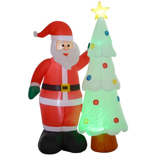 Outsunny 7ft Christmas Inflatable Decoration Santa Claus and Christmas Tree - SGP Garden Ltd