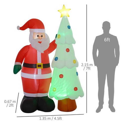 Outsunny 7ft Christmas Inflatable Decoration Santa Claus and Christmas Tree - SGP Garden Ltd
