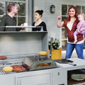 Outsunny 8 in Portable Stainless Steel BBQ Grill Top Pizza Oven with Built-in Thermometer and Viewing Window for Gas and Charcoal BBQ Grills, Includes Carry Handles, Pizza Stone and Peel, Silver Tone - SGP Garden Ltd