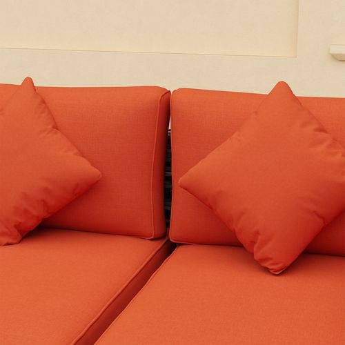 Outsunny 8 Pieces Patio Rattan Sofa Set Outdoor Garden Furniture Set Orange - SGP Garden Ltd