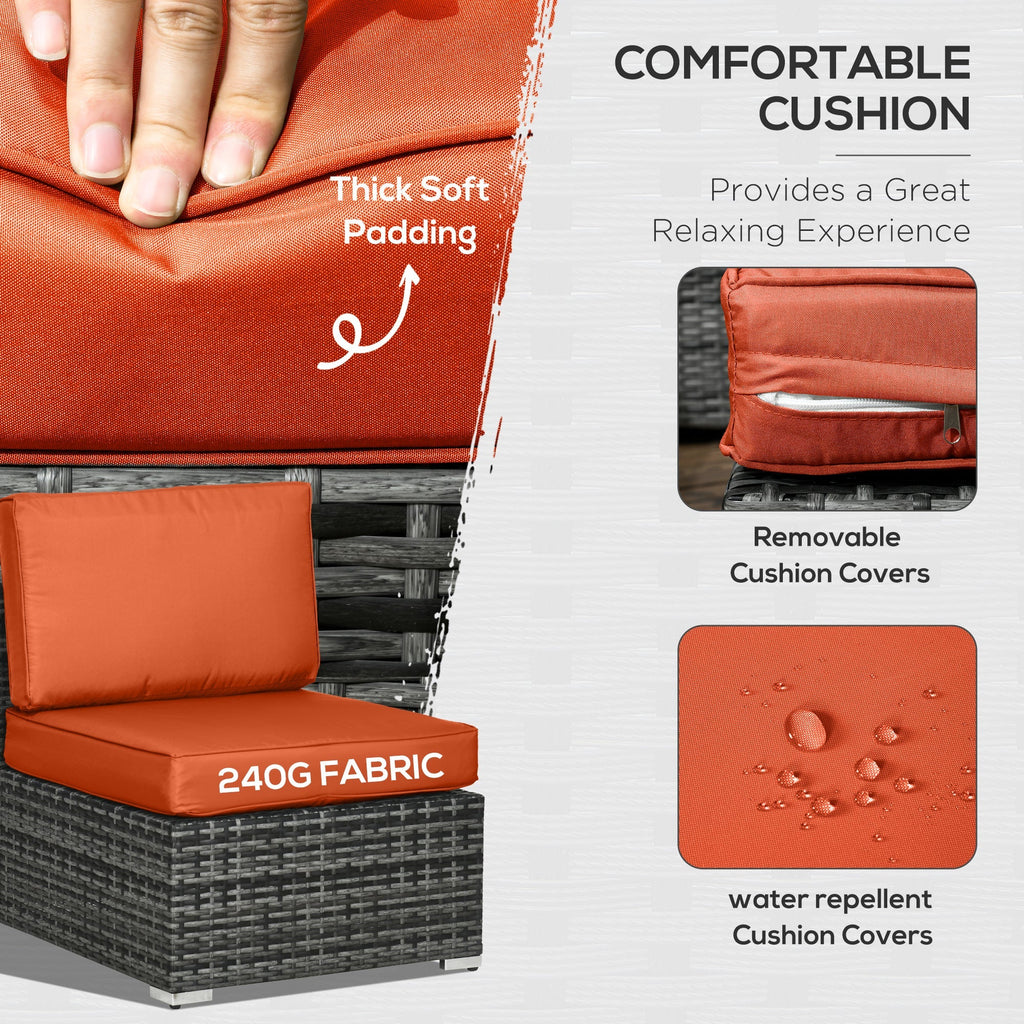 Outsunny 8 Pieces Patio Rattan Sofa Set Outdoor Garden Furniture Set Orange - SGP Garden Ltd