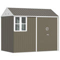 Outsunny 8 x 6 ft Galvanised Garden Shed, Outsoor Metal Storage Shed with Double Doors Window Air Vents for Patio, Lawn, Grey - SGP Garden Ltd
