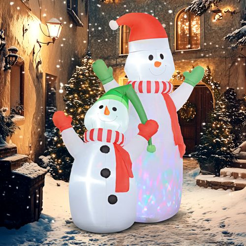 Outsunny 8FT Christmas Inflatable Snowman with Rotating Colorful LED Light - SGP Garden Ltd