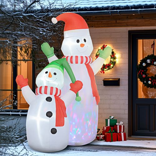 Outsunny 8FT Christmas Inflatable Snowman with Rotating Colorful LED Light - SGP Garden Ltd