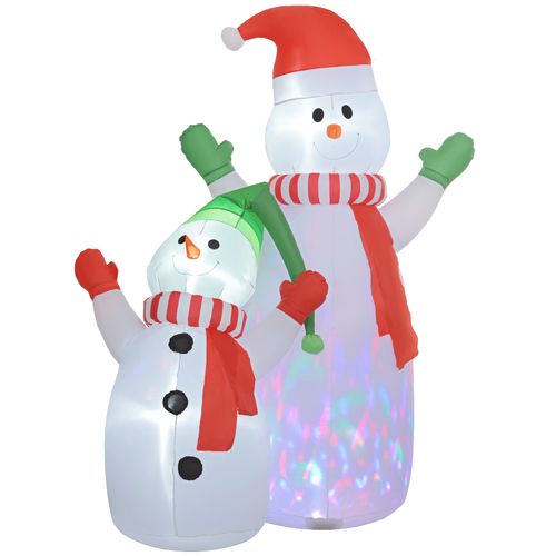 Outsunny 8FT Christmas Inflatable Snowman with Rotating Colorful LED Light - SGP Garden Ltd