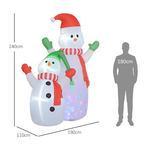 Outsunny 8FT Christmas Inflatable Snowman with Rotating Colorful LED Light - SGP Garden Ltd