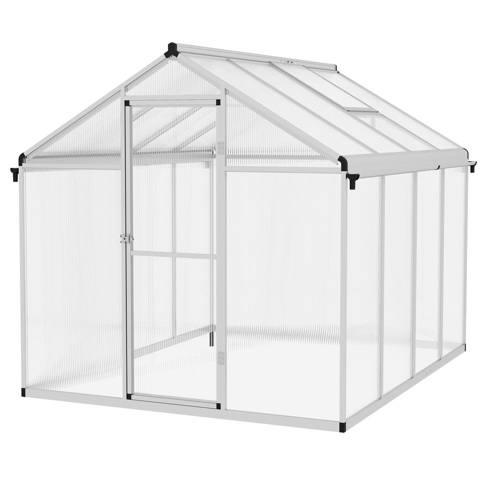 Outsunny 8x6ft Aluminium Greenhouse: Door Window Galvanised Base PC Panel - SGP Garden Ltd