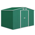 Outsunny 9 x 6ft Metal Garden Shed, Outdoor Storage Tool House with Ventilation Slots, Foundation Kit and Lockable Double Doors, Green - SGP Garden Ltd