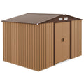 Outsunny 9 x 6ft Metal Garden Shed, Outdoor Storage Tool House with Ventilation Slots, Foundation Kit and Lockable Double Doors, Light Brown - SGP Garden Ltd