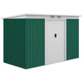 Outsunny 9ft x 4ft Metal Garden Shed, Outdoor Tool House with Foundation Kit, Ventilations and Double Doors, Deep Green - SGP Garden Ltd