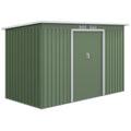 Outsunny 9ft x 4ft Metal Garden Shed, Outdoor Tool House with Foundation Kit, Ventilations and Double Doors, Light Green - SGP Garden Ltd