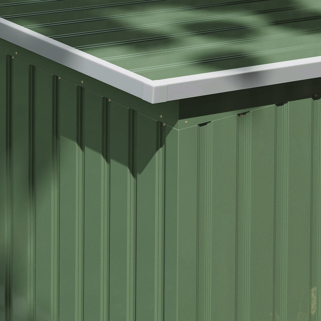 Outsunny 9ft x 4ft Metal Garden Shed, Outdoor Tool House with Foundation Kit, Ventilations and Double Doors, Light Green - SGP Garden Ltd