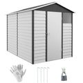 Outsunny 9x 6FT Metal Outdoor Garden Shed, Galvanised Tool Storage Shed w/ Sloped Roof, Lockable Door for Patio Lawn, Dark Grey - SGP Garden Ltd