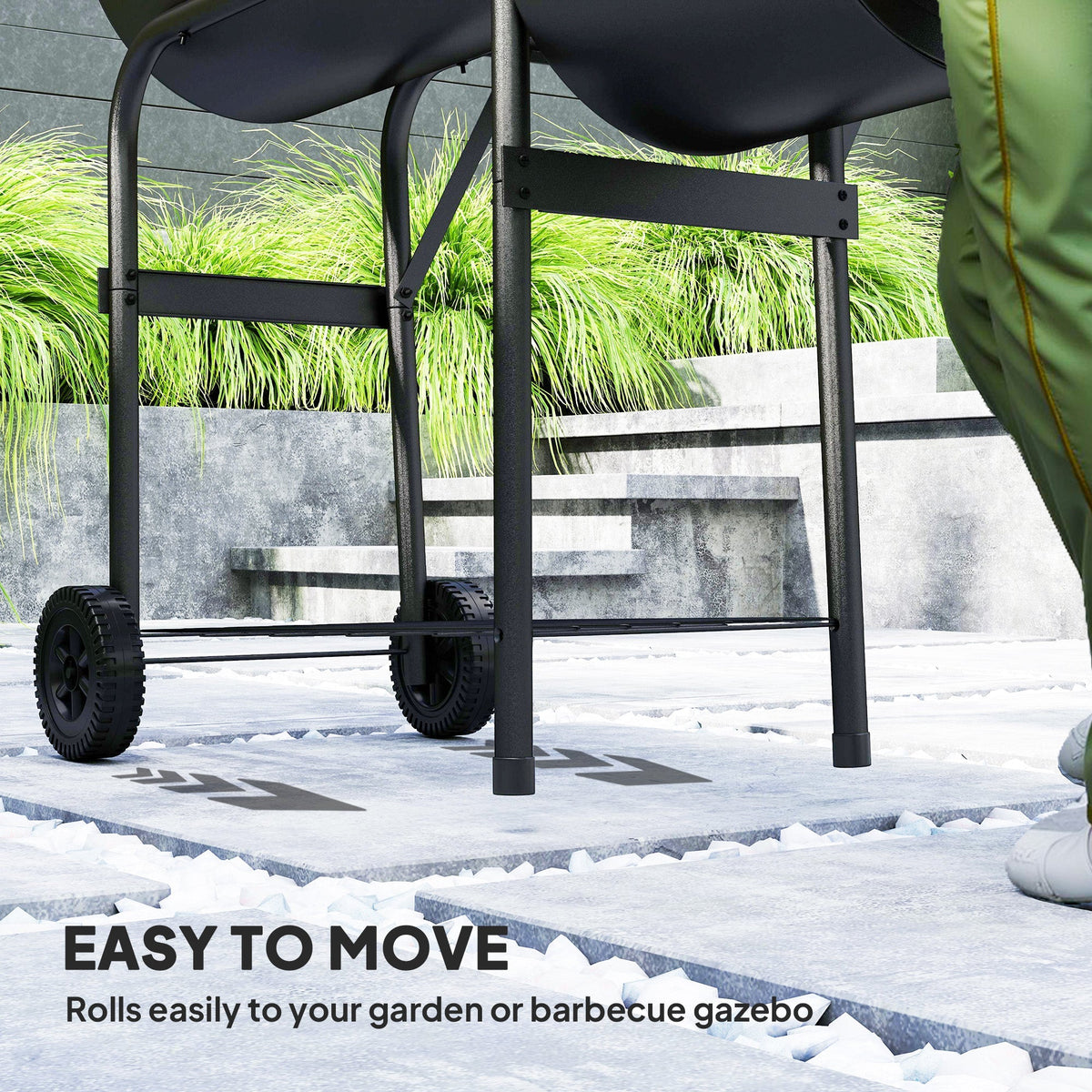 Outsunny Barbecue Grill Portable Outdoor Charcoal BBQ Grill with Offset Smoker 109 x 60 x 120 cm Black - SGP Garden Ltd