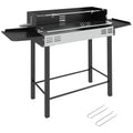 Outsunny BBQ Rotisserie Grill Roaster Charcoal Spit Roasting Machine for Chicken Turkey with 3-Level Grill Grate, Side Shelves - SGP Garden Ltd
