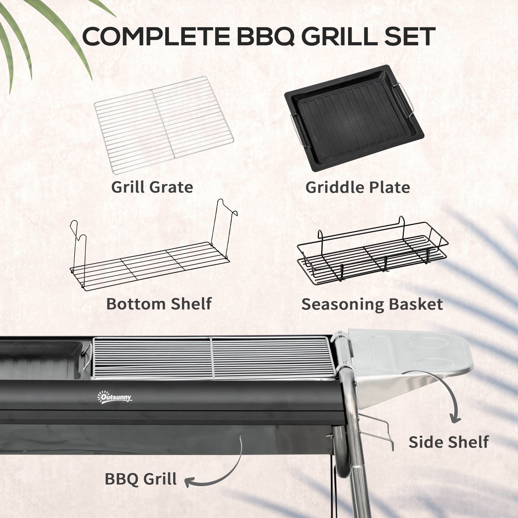 Outsunny Charcoal BBQ Grill - Black - SGP Garden Ltd