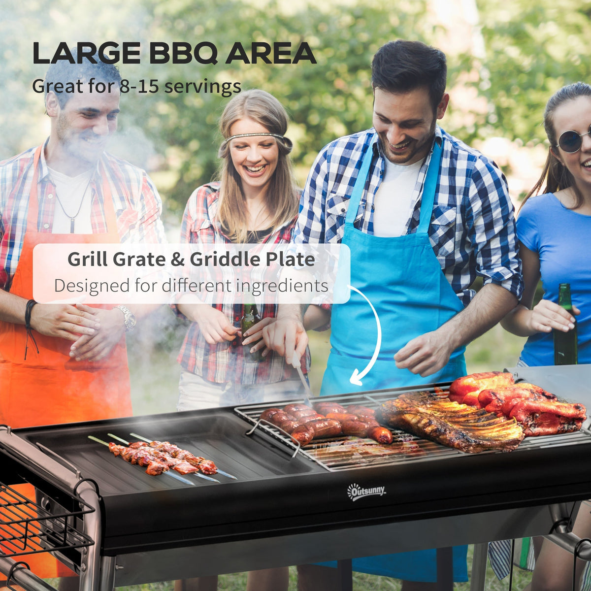Outsunny Charcoal BBQ Grill - Black - SGP Garden Ltd