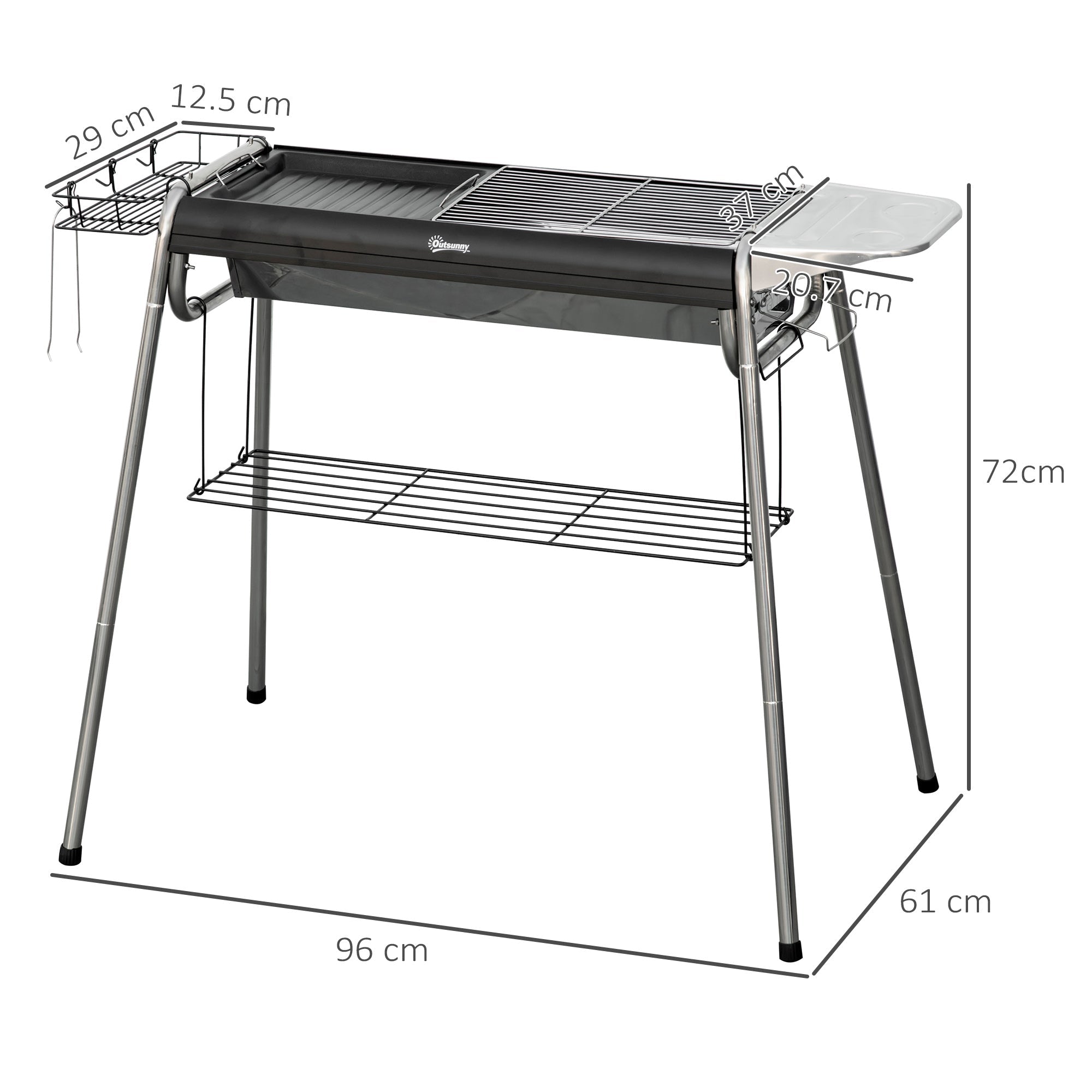 Outsunny Charcoal BBQ Grill - Black - SGP Garden Ltd