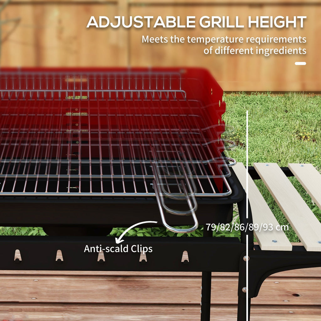 Outsunny Charcoal BBQ, with Five Position Grill Grate - Red - SGP Garden Ltd