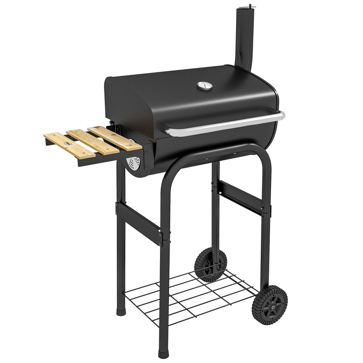 Outsunny Charcoal BBQ, with Thermometer, Shelves and Wheels - SGP Garden Ltd
