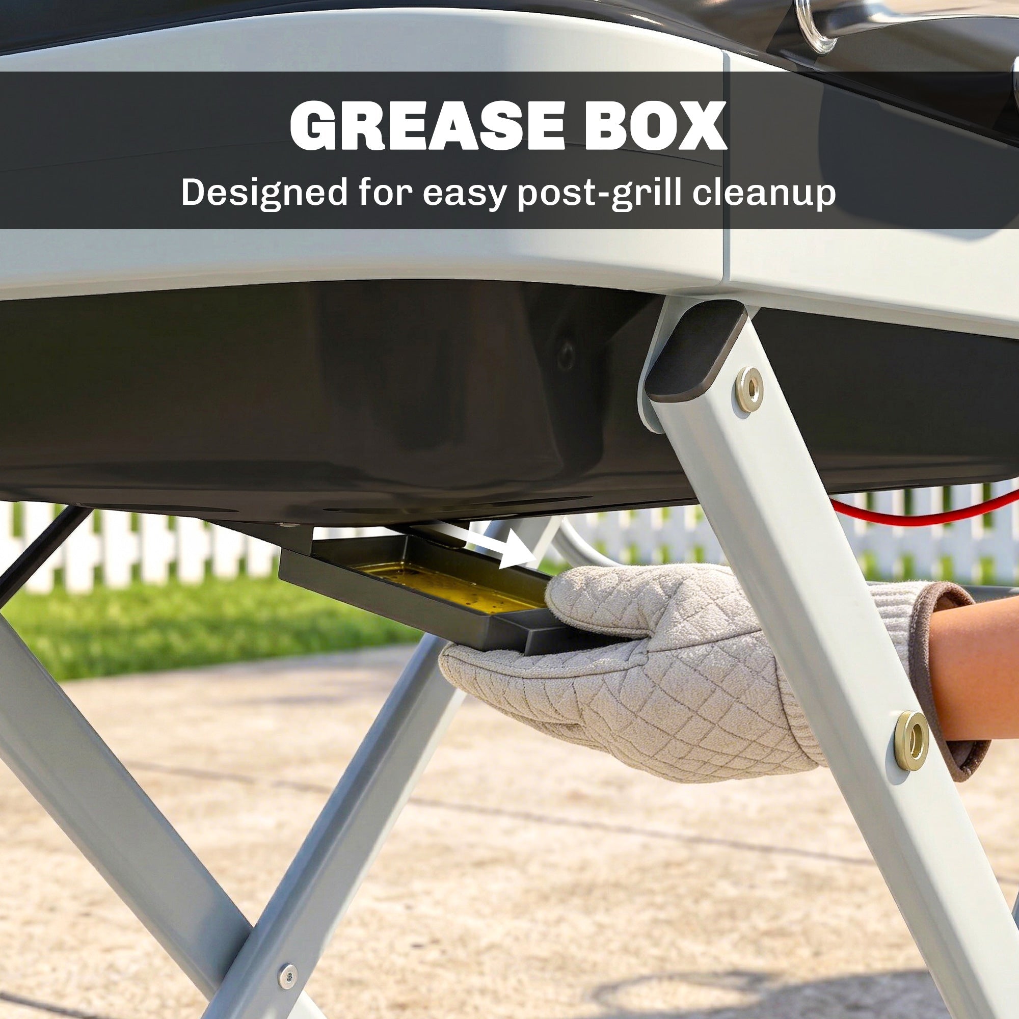 Outsunny Foldable Gas BBQ Grill with Side Table, Portable Gas Barbecue Grill with Thermometer, Grease Box, Wheels, 2.5 kW, Black - SGP Garden Ltd