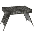 Outsunny Foldable Outdoor Coffee Table, Metal Frame Rattan Side Table, Grey - SGP Garden Ltd