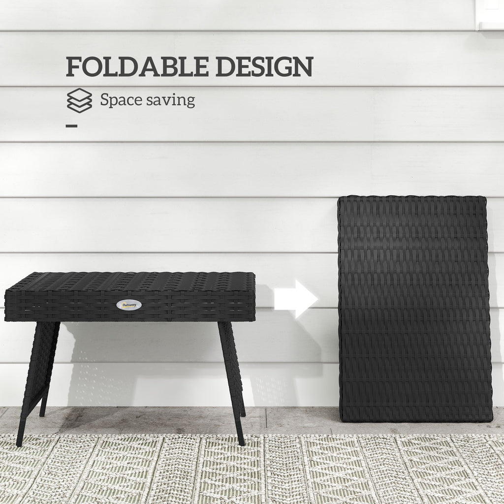 Outsunny Foldable Outdoor Coffee Table, Steel Frame Rattan Side Table - SGP Garden Ltd