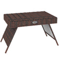 Outsunny Foldable Outdoor Coffee Table, Steel Frame Rattan Side Table - SGP Garden Ltd