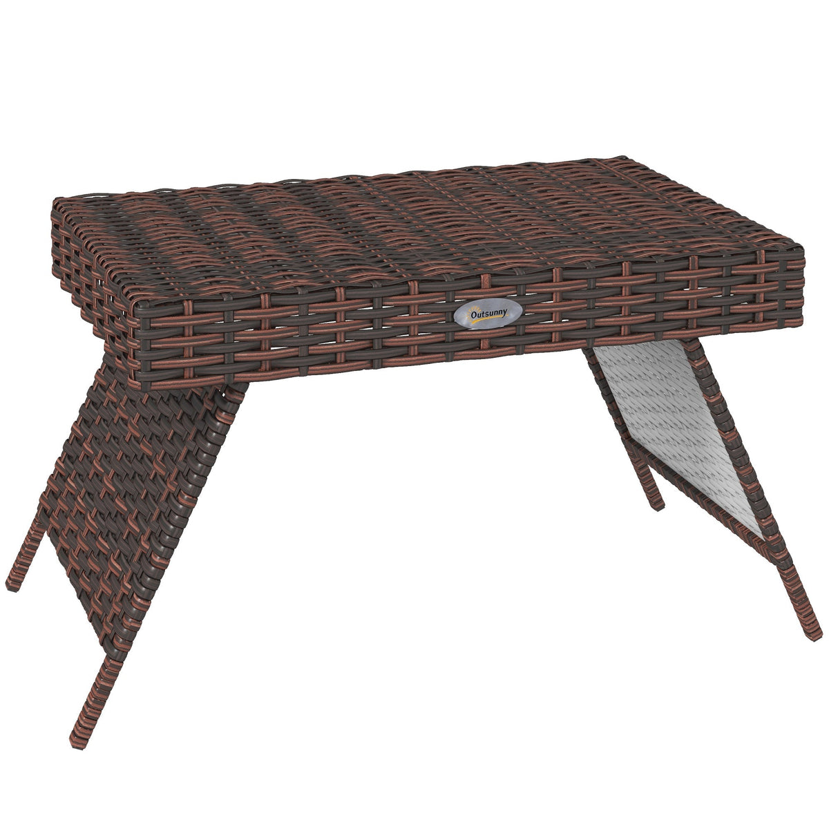Outsunny Foldable Outdoor Coffee Table, Steel Frame Rattan Side Table - SGP Garden Ltd