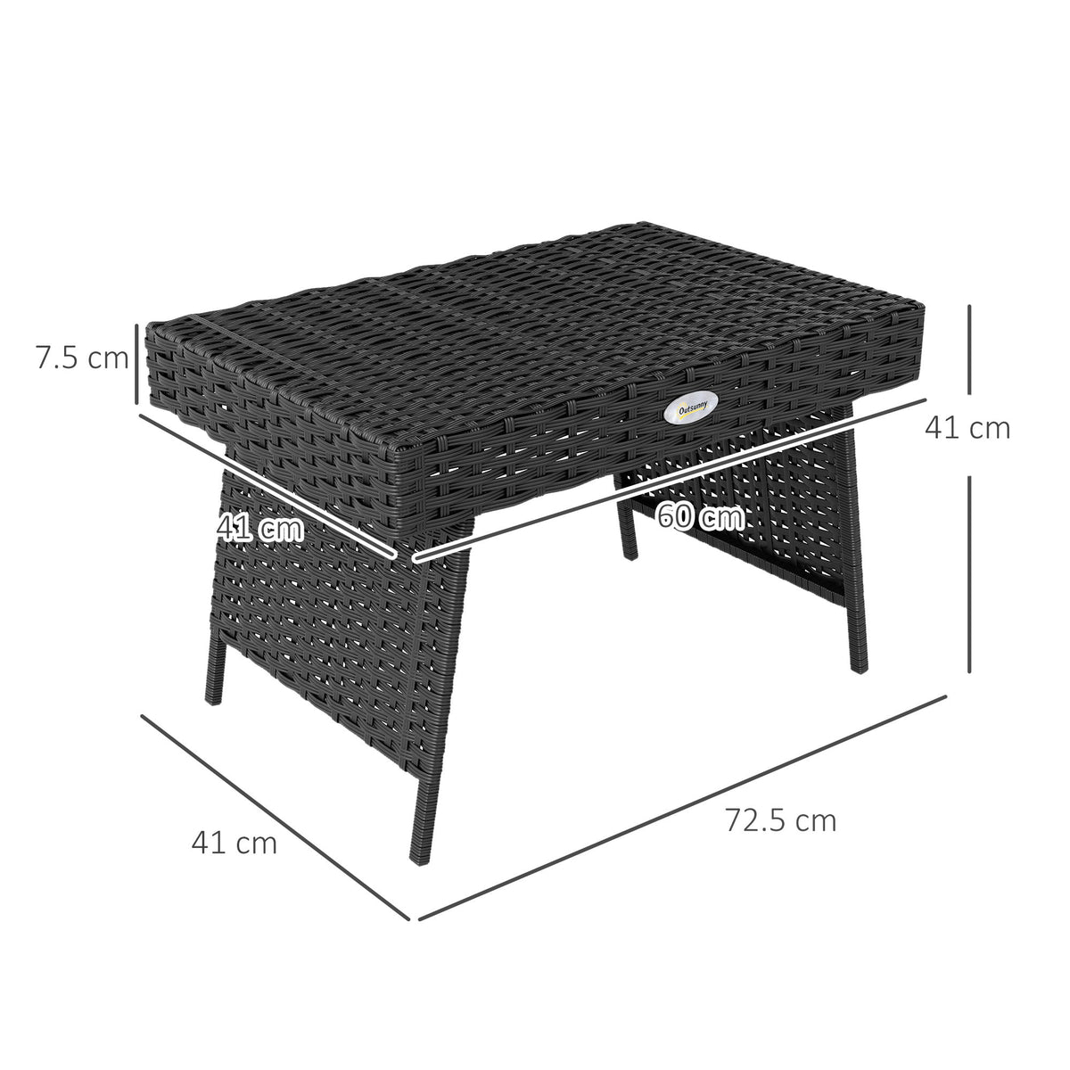 Outsunny Foldable Outdoor Coffee Table, Steel Frame Rattan Side Table - SGP Garden Ltd